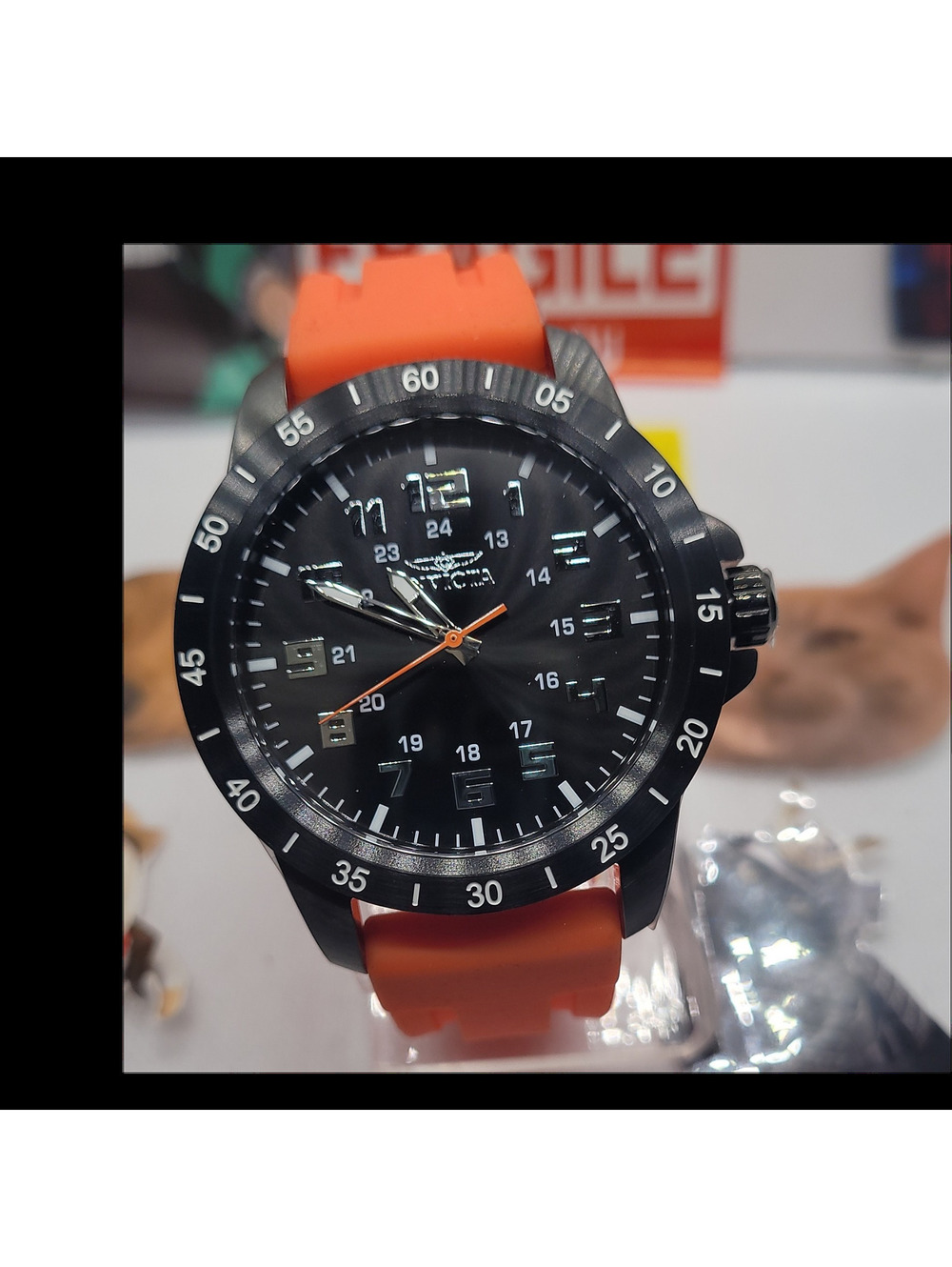 317 Invicta Pro diver Stratus 45mm black dial orange silicone band